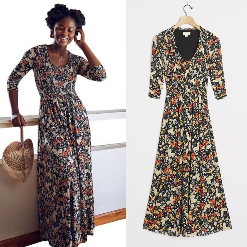 Anthropologie Maeve Omya Maxi Dress Floral Smocked Size S - Picture 1 of 6